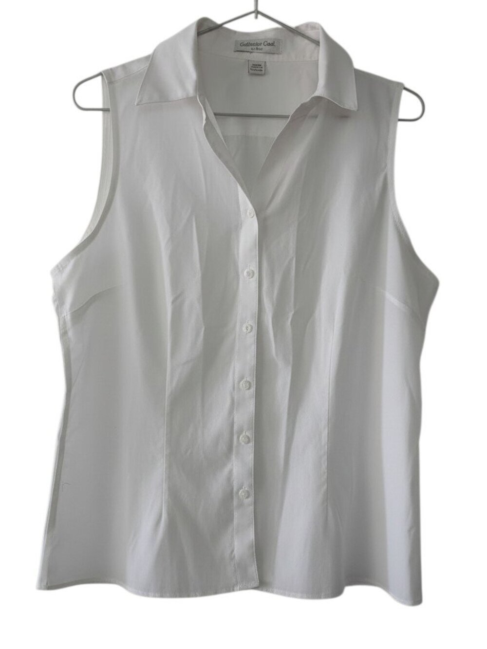 Coldwater Creek Sleeveless No-Iron White Button-Down Shirt - Size Medium